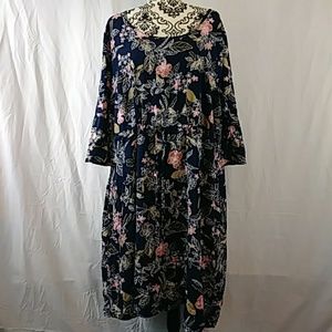 Woman Within Blue Floral Print Dress